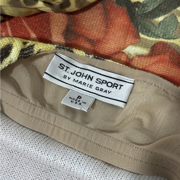 St. John Sport Halter Top Multi Floral Leopard Print Lined Bust Tie Back Sz P XS - Picture 5 of 7